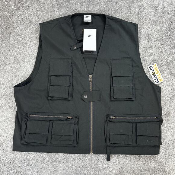 Nike Life Utility Vest Mens Large Black FN3214-010 Multi Pocket Outdoor Fishing - Picture 1 of 12